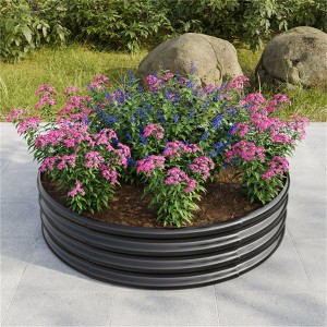 YONWAY Round Raised Garden Bed, Metal Outdoor Garden Raised Planter Box for Vegetables, Backyard, Patio and Planter, Black - 1 of 4