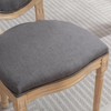 A&A Furniture,French Style Solid Wood Frame Antique Painting Linen Fabric Back Dining Chair,Set of 2 - 4 of 4