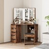 Jojoka Corner Vanity Desk with Lighted Mirror and Stool, Makeup Table with Storage and Charging Station - 3 of 4
