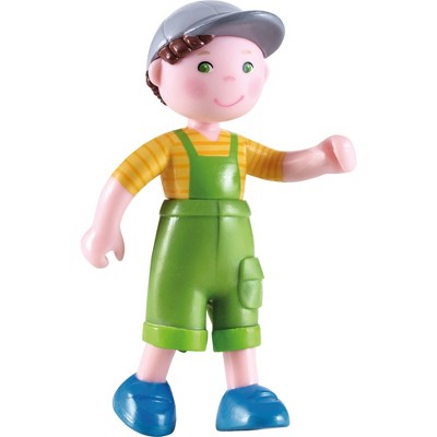 HABA Little Friends Farm Boy Nils - 4" Dollhouse Toy Figure with Overalls and Cap