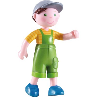 HABA Little Friends Farm Boy Nils - 4" Dollhouse Toy Figure with Overalls and Cap