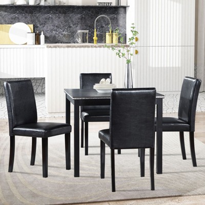 NicBex 5 Piece Dining Table Set for 4 People Modern Kitchen Table with 4 Chairs,Wood Frame & Soft Cushion,Easy to Clean