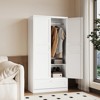 Mlezan 72" Wardrobe: Metal Armoire with Drawer, 2 Doors, Adjustable Shelves & Hanging Rod. Ideal for Bedroom Storage and Organization. - 4 of 4
