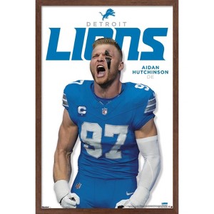 Trends International NFL Detroit Lions - Aidan Hutchinson Feature Series 25 Framed Wall Poster Prints - 1 of 4