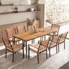 Tangkula 8-Person Outdoor Dining Table 79 Inch Acacia Wood Patio Table with Umbrella Hole Metal Legs & Adjustable Foot Pads - 2 of 4