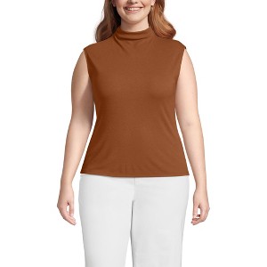 Lands' End Women's Cap Sleeve Drapey Rib Fitted Funnel Neck Tank - 1 of 3