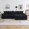 TiramisuBest 111.4" Black Corduroy Sofa with Armrests, Cup Holders, Storage Function, and Adjustable Recliner for Living Room & Bedroom - 3 of 4