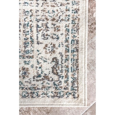 Tanith Cream and Gray Synthetic Medallion Area Rug