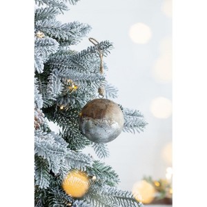 Yukimo 3.9" Christmas Ball Ornaments Set of 6, Glass Decorative Hanging Balls with Glitter Painting, Designer Holiday Tree Decor - 1 of 4