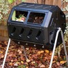 FCMP Outdoor IM4000-WK 37 Gallon Plastic Dual Chamber Tumbling Composter Outdoor Elevated Rotating Garden Compost Bin, Black/Black - image 2 of 4