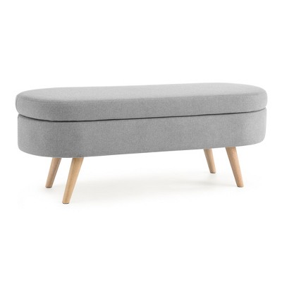 NicBex Storage Ottoman Bench for Bedroom,Oval Storage Bench with Rubber Wood Legs,Ottoman for Living Room,Bedroom,Entryway