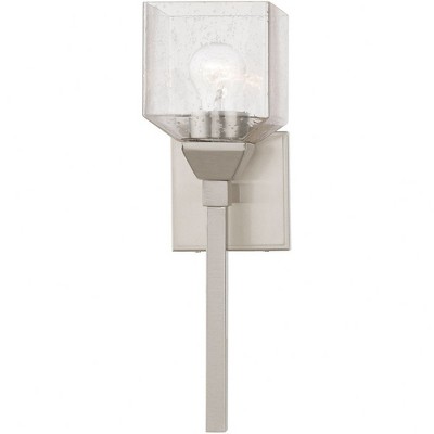 Brushed Nickel Vanity Light with Clear Seeded Glass Shade