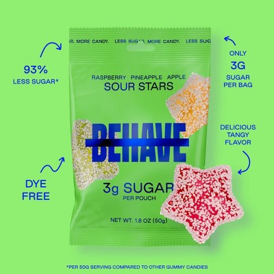BEHAVE Raspberry Apple Pineapple Sour Candy Stars - 1.8oz