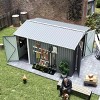 9×11 FT Metal Storage Shed with 3 Lockable Doors and 4 Vents, Outdoor Utility Garden Tool Shed, Steel Waterproof Backyard Storage Shed-Coolbibila - 3 of 4