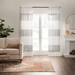 1pc 50"x84" Light Filtering Gilson Striped Window Curtain Panel Gray - Mercantile