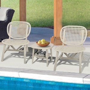 3 Piece Outdoor Patio Furniture Set, Conversation Bistro Set with Coffee Table & 2 Chair,Patio Table Chair Set for Balcony Backyard - 1 of 4
