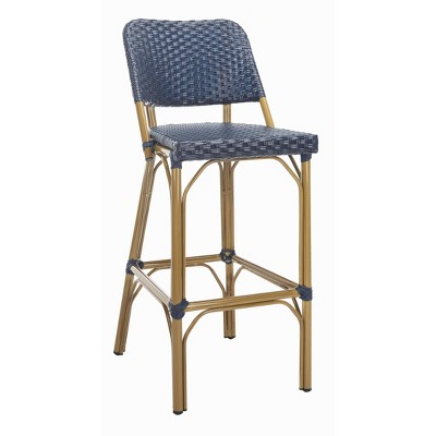 Tropical Chic Black PE Rattan High Back Bar Stool 17"x20"x41"