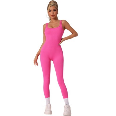 Allegra K Women's U Neck One Piece Jumpsuit Workout Sleeveless Tummy Control No Show Ribbed Shapewear Body Shapers