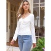 INSPIRE CHIC Women's Drawstring Ruched Floral U Neck Long Sleeve Shirt - 4 of 4