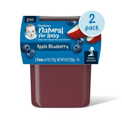 Image of Gerber Baby Food Stage 2 Apple Blueberry Puree Tub - 4oz/2ct