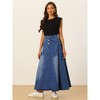 Allegra K Women's Casual High Waisted A-Line Flared Maxi Denim Skirt - 4 of 4
