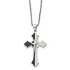 Black Bow Jewelry Stainless Steel & Black Plated Large Fleur de lis Cross Necklace, 24in - 2 of 4