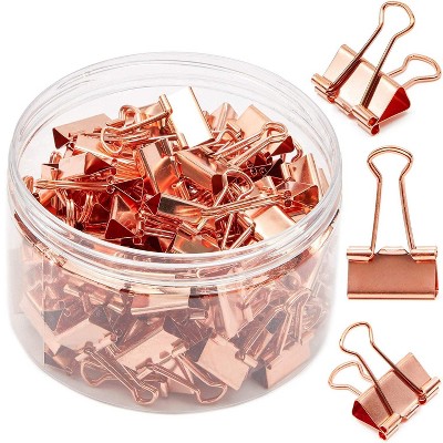 100 Pack 0.75 in Rose Gold Binder Clips Paper Clips Clamps File Clips for Office School Supplies