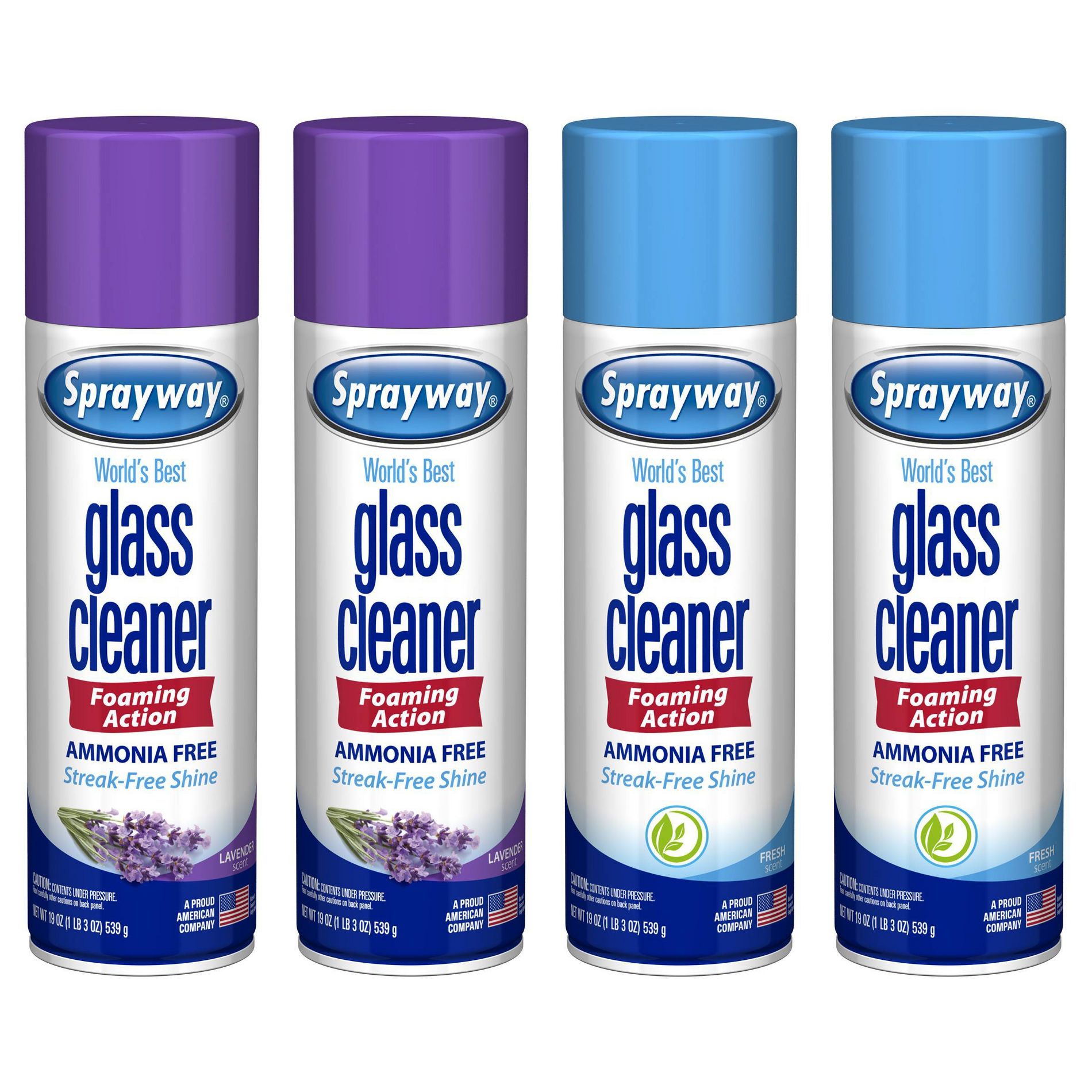 Sprayway Glass Cleaner Ammonia Free Aerosol 19oz/2pk + 19oz/2pk Lavender Glass Cleaner Scent