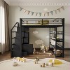 Whisen Full Size Metal Loft Bed with Storage Shelves, Cabinets and Wardrobe - Black - 2 of 4