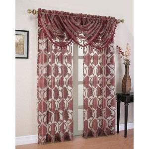Kate Aurora Organza Sheer Milawi Complete 5 Piece Window Curtain Set - 1 of 4