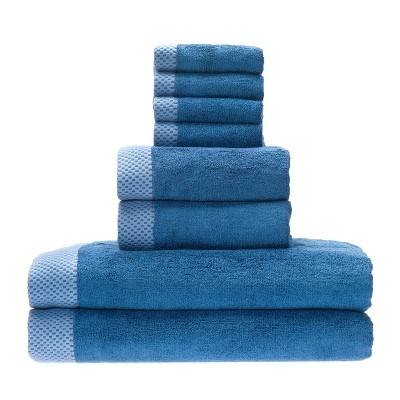 8pc Rayon from Bamboo Luxury Bath Towel Set Indigo - BedVoyage