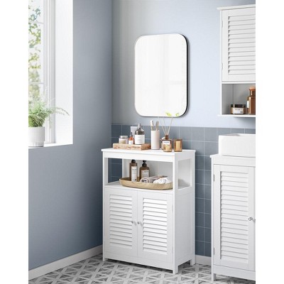 White MDF Living Room Cabinet with Adjustable Shelving