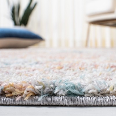 Ivory Beige Hand-Knotted Square Synthetic Area Rug