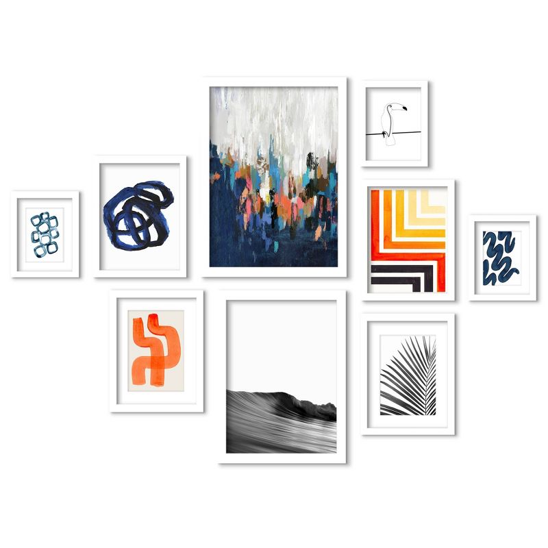 Americanflat Abstract Modern (Set Of 9) Mid Century Modern Brush Strokes Framed Matted Gallery Wall Art Set, 1 of 6
