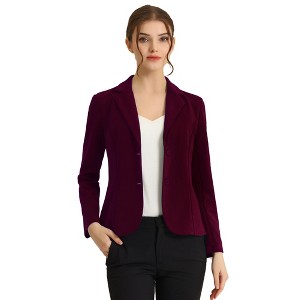 Allegra K Women's Elegant Work Office Lapel Collar Button Down Regular Fit Suit Blazer - 1 of 4
