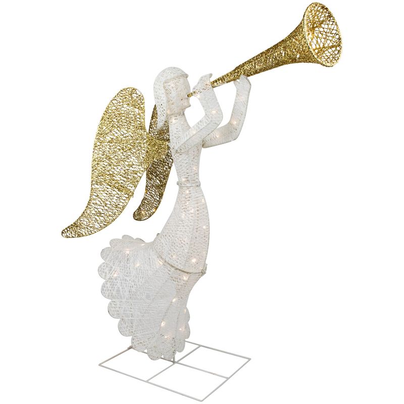 Northlight 48" LED Lighted Gold and Silver Trumpeting Angel Outdoor Christmas Outdoor Decoration, 3 of 8