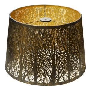 Bronze Gold Tree Pattern Drum Lampshade – 10×12×8 Inch - 1 of 4