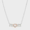 Silver Plated Cubic Zirconia "Mom" Necklace - Silver - 2 of 4