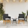 vidaXL Patio Chairs with Cushions - Modern Black Poly Rattan & Solid Wood - Comfortable Outdoor Seating for Patio/Garden - Set of 2 - 3 of 4