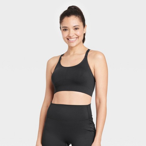 Women's Seamless Medium Support Cami Midline Sports Bra - All In Motion™  Black XL