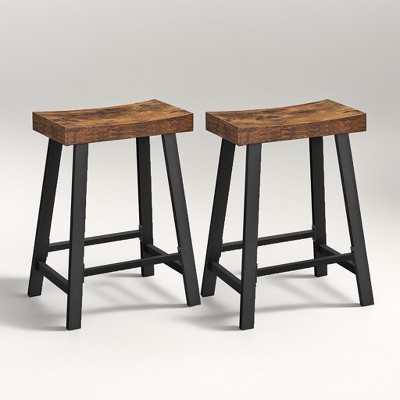 2 Pack Bar Stools, Bar Chairs, Kitchen Breakfast Bar Stools with Footrest, 23.6 Inches High