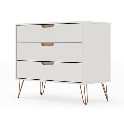Rockefeller Off-White and Natural Wood Mid-Century Modern Dresser