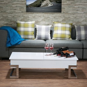 Calmam White High Gloss & Chrome Finish Coffee Table w/ Lift Top - 1 of 1