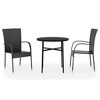 vidaXL 3 Piece Patio Dining Set Poly Rattan Black - 2 of 4