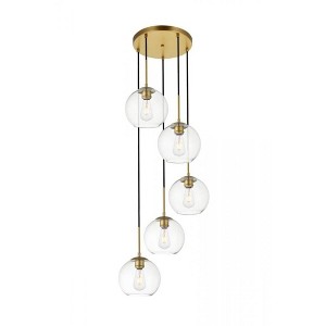 Elegant Lighting Baxter 5 Lights Brass Pendant With Clear Glass - 1 of 4