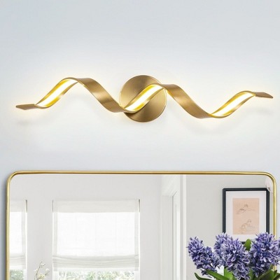 LLHZSY Modern Spiral Design LED Bathroom Vanity Light Dimmable Wall Light - 23 3/5 Inch - Brass-3000K
