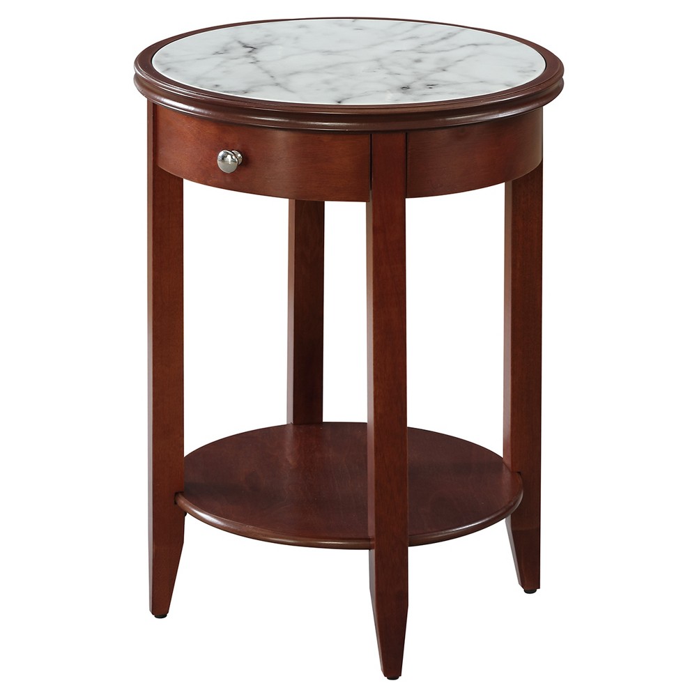 Photos - Coffee Table American Heritage Baldwin End Table with Drawer Mahogany/Faux Marble - Bre