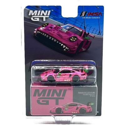 Mini GT Porsche 911 GT R #80 AO Racing 2023 IMSA Virginia Roxy Pink 1:64 Scale