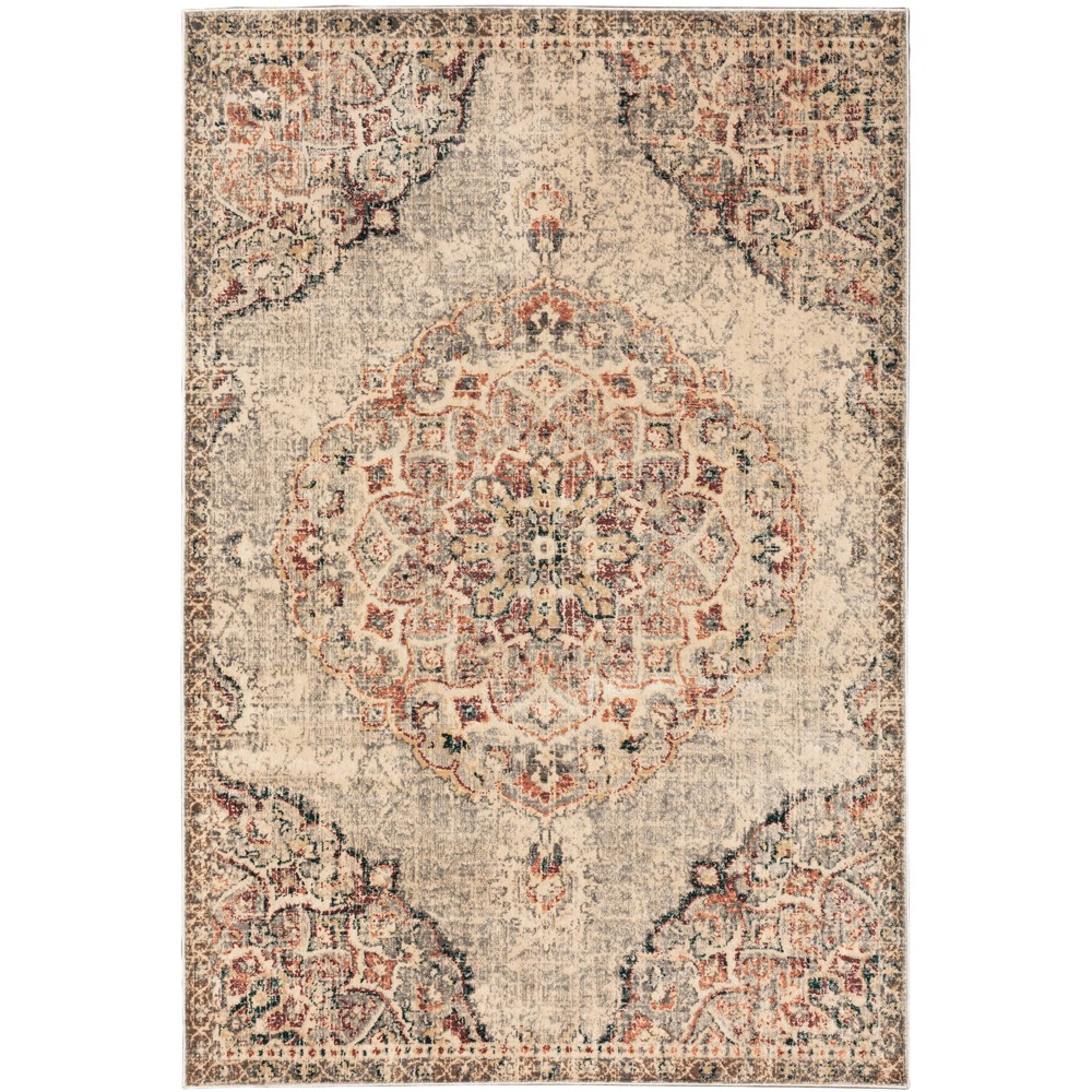 7'10inx10' Joanna Vintage Medallion Area Rug Gray/Rust - Captiv8e Designs