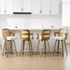 Bekrvio 26" Swivel Counter Height Bar Stools Set of 1/2/3/4,Faux Leather Upholstered Bar Chairs with Back & Arm for Kitchen Island,Black - 2 of 4